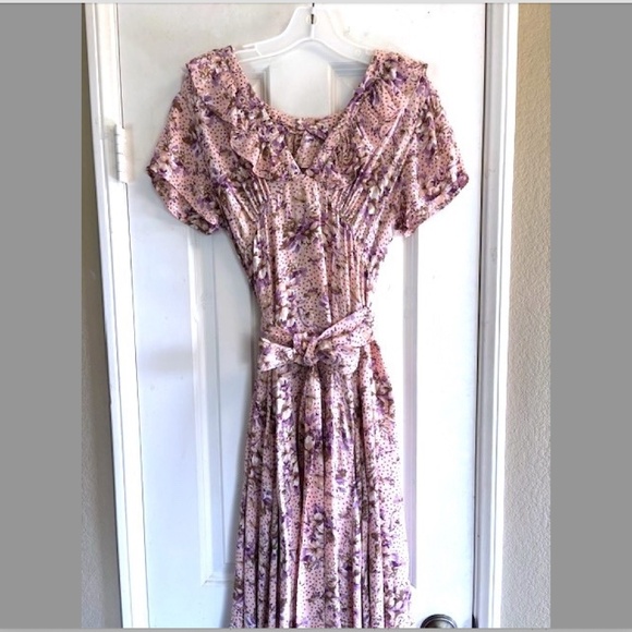 BY TiMo Ruffle Trimmed, Midi-Style Wrap Dress w/ Open Back in Pink NWOT/sz L - Picture 3 of 16
